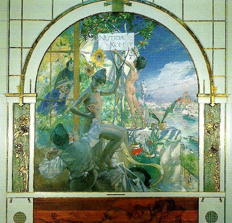 Carl Larsson furstenbergska triptykenr-enassans- oil painting image